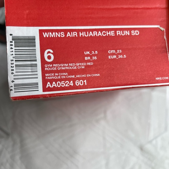 41: Nike Womens Air Huarache Run SD Gym Red/ Gym Red- Speed Red Size: 6 - Picture 9 of 9
